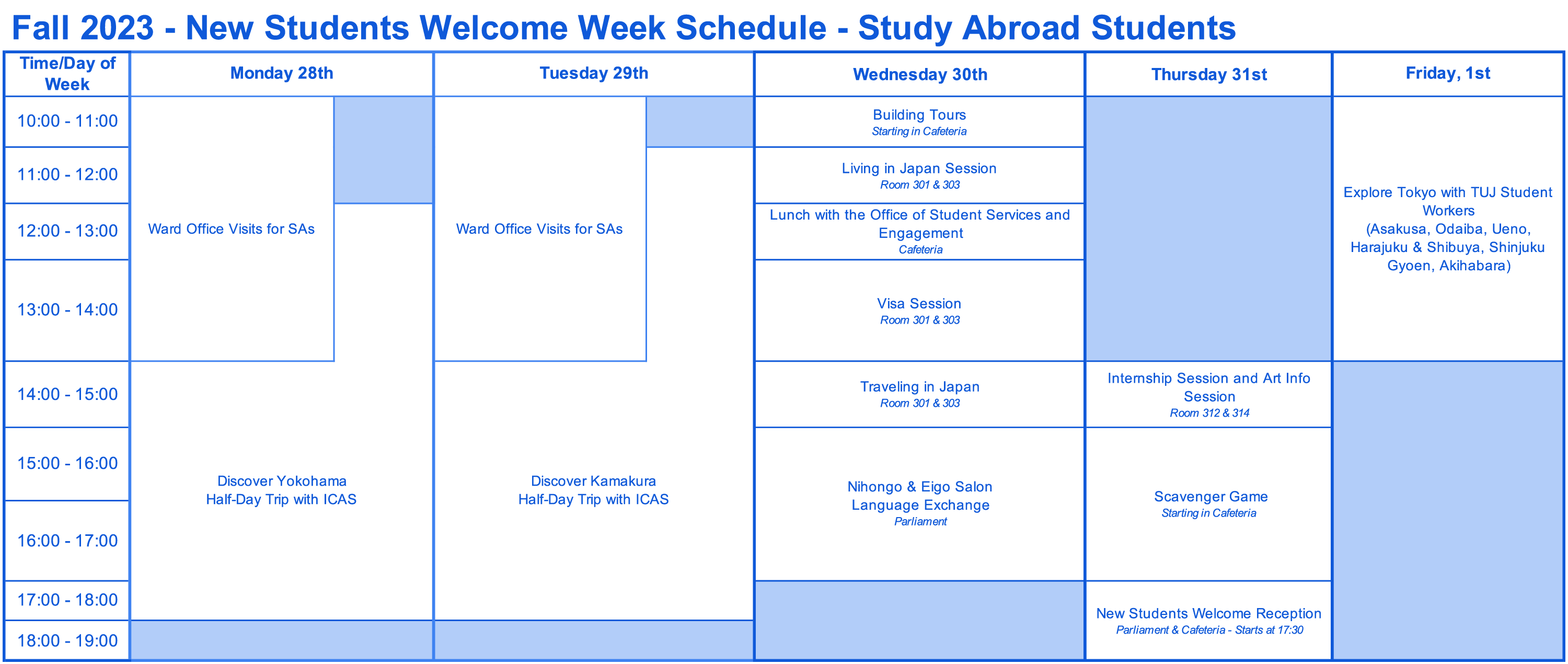 Fall 2023 New Students Week Study Abroad Students