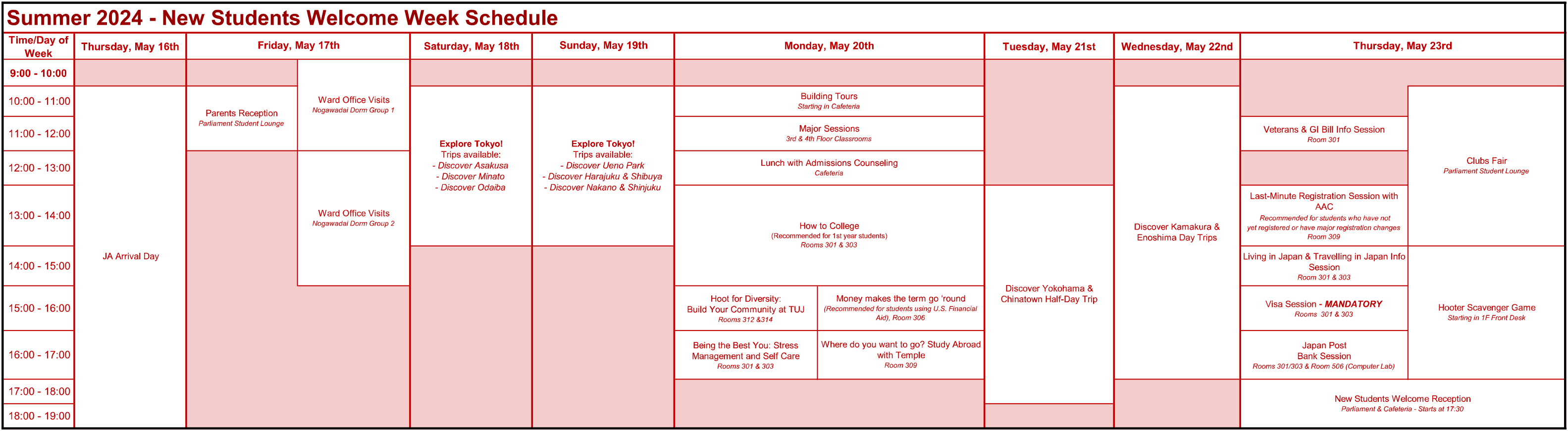 Summer 2024 New Students Week Japan Admit Students Undergraduate Temple University