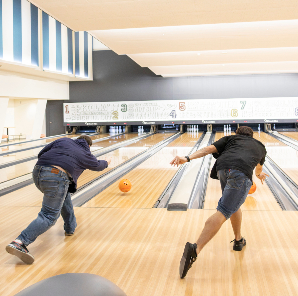 A picture of students bowling