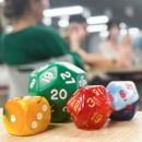 A picture of dice used in boardgames.