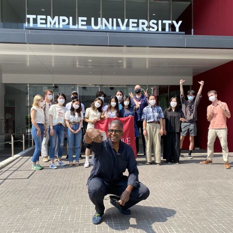 The first class of participants in TUJ’s Emerging Leaders Program and Assistant Dean of International Business Program William Swinton in the front
