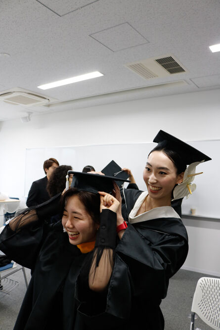 Graduates getting ready for the ceremony