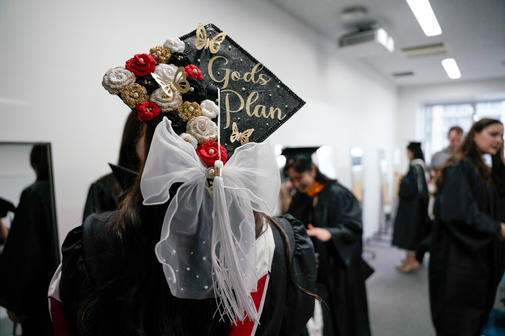 Graduates getting ready for the ceremony
