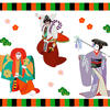 Illustrations of traditional Japanese Kabuki actors