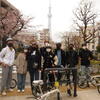 A picture of students posing in front of the Tokyo Sky Tree.