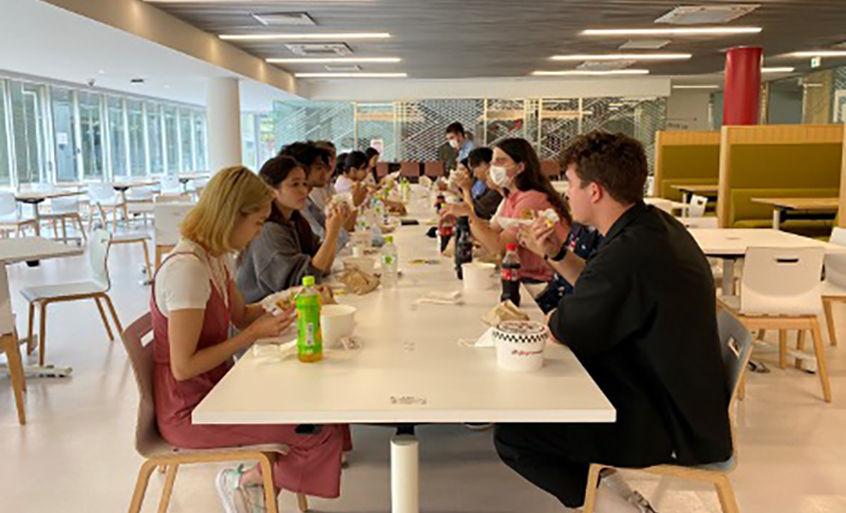 ELP students gathering for lunch at the TUJ cafeteria