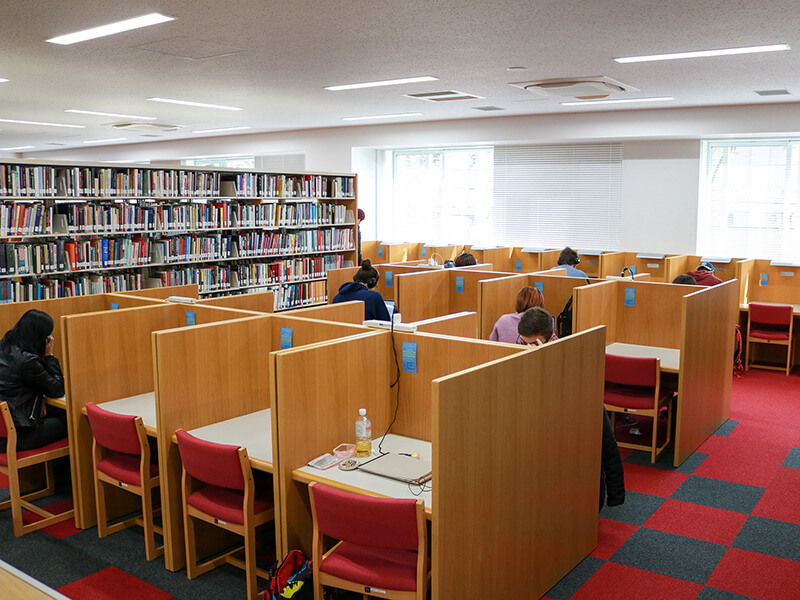 Students studying in the library