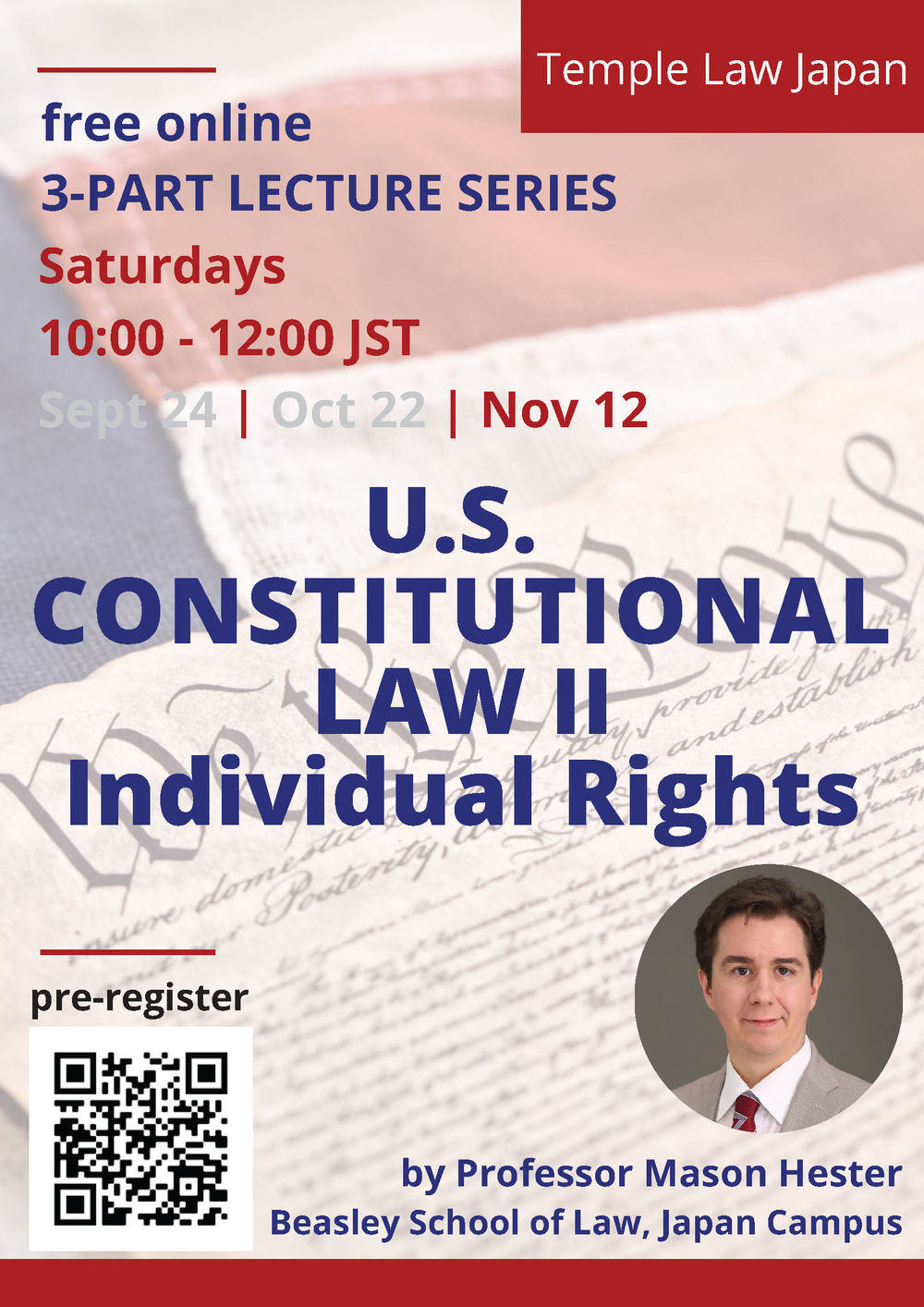 "U.S. Law Primer Lecture Series: Constitutional Law II Individual Rights" event banner