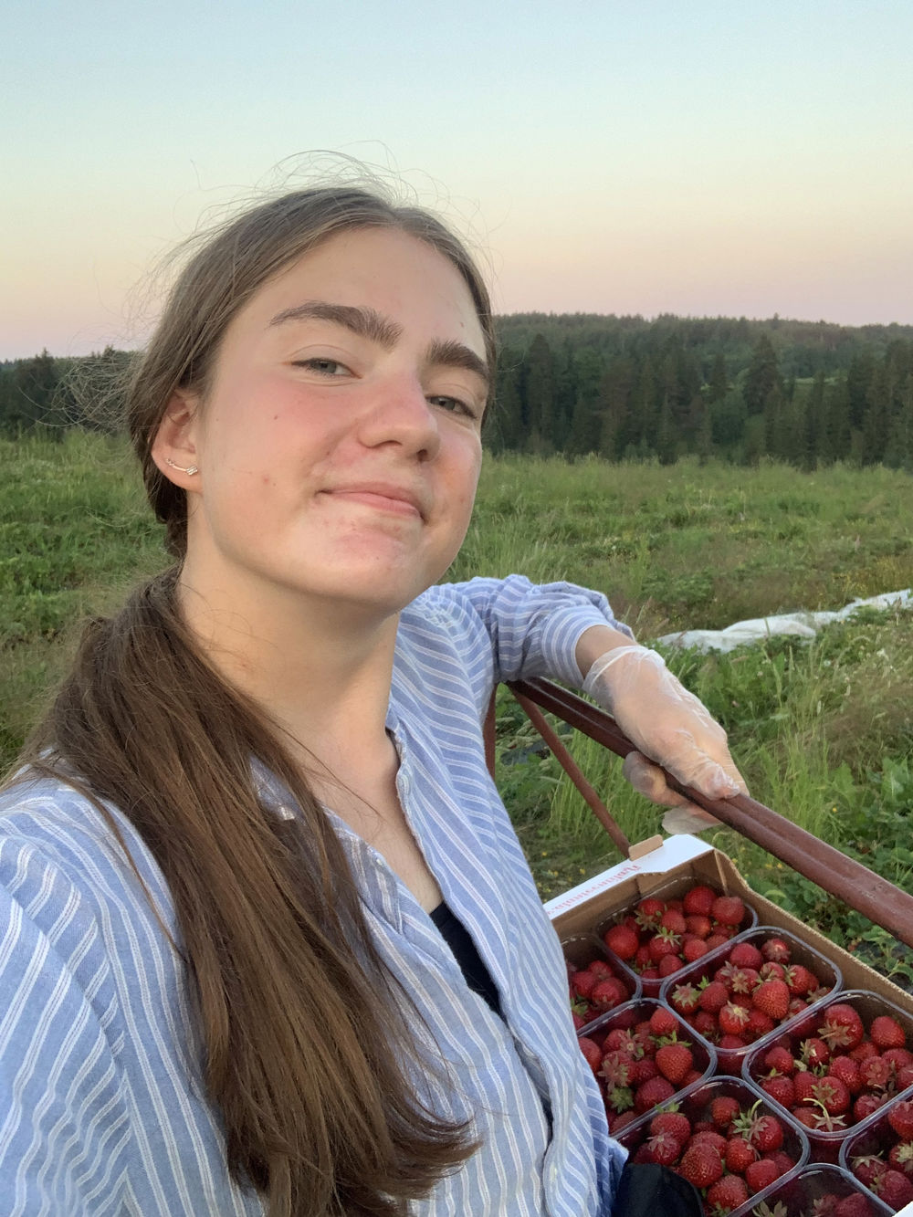 Karina at strawberry farm in Finland (Photo by Karina)