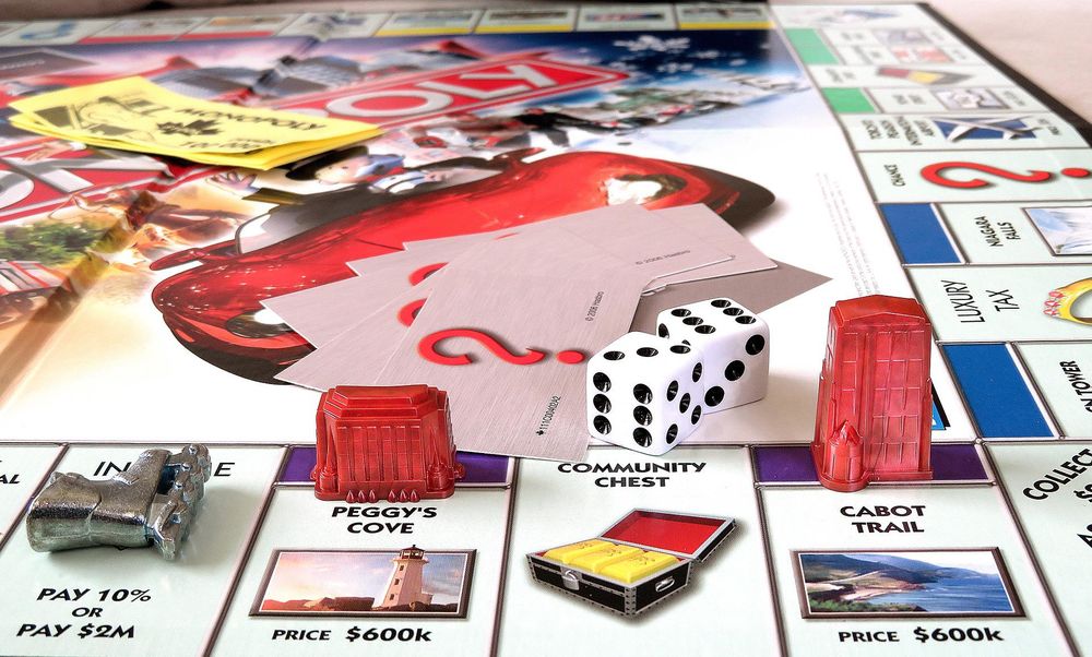 The picture shows a board game being played