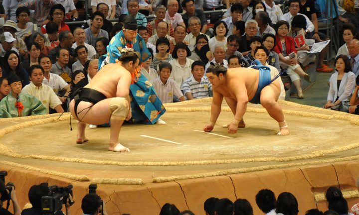 Sumo Wrestlers on the Dohyo