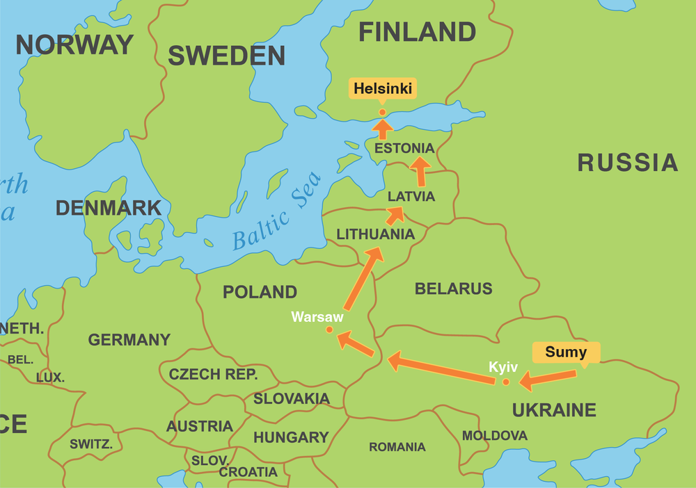 ウクライナ北東地区からフィンランドへ、カリーナの足取り