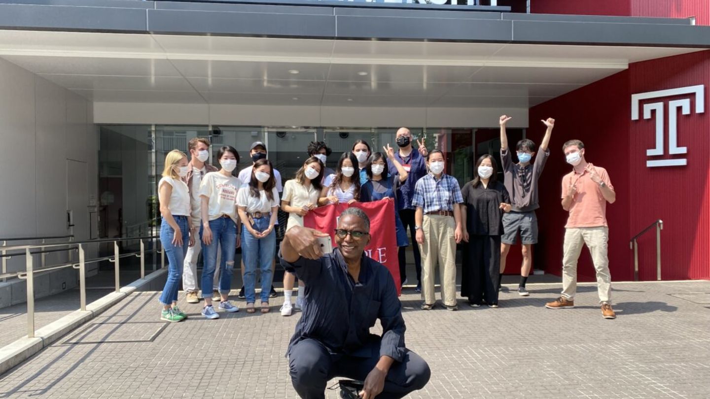 The first class of participants in TUJ’s Emerging Leaders Program and Assistant Dean of International Business Program William Swinton in the front