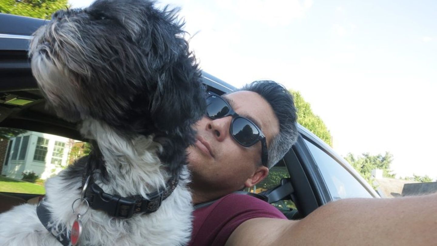 George Miller and his dog, Mookie.