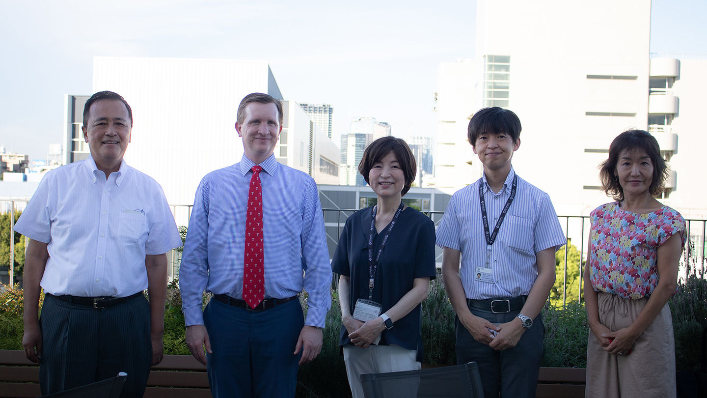 Setagaya City Mayor Hosaka (left) and Setagaya City officials with TUJ Dean Wilson and Senior Associate Dean Kato. Photography by Dana Stribling
